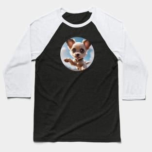 Cute Big Eyed Puppy Running With Excitement Baseball T-Shirt